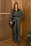 Anthracite Striped Shoulder Pad Piece Shirt and Trousers Set - 25251
