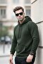 Men's Casual Kangaroo Pocket Loose Khaki Sweatshirt - 5