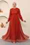 Button Detailed Tulle Evening Dress Tile 12237