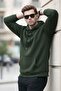 Men's Casual Kangaroo Pocket Loose Khaki Sweatshirt - 3