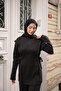 Lace Belt Detailed Stoned Double Hijab Tracksuit Set - (38-46) - 71366 - Black - 3