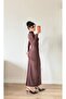 Women's Brown Long Sleeve Maxi Dress - 3
