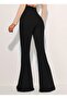 Women's High-Waisted Pure Black Elegant Flared Jeans Denim Trousers - 2