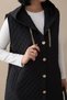 Hooded Gold Chain Black Quilted Vest - 4