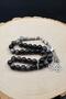 Natural Obsidian Stone 33 Beads Prayer Beads with Metal Tassel 10mm Sphere Cut 902513 - 5