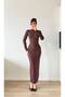 Women's Brown Long Sleeve Maxi Dress