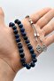 Natural Navy Blue Tiger's Eye Stone 33 Beads Prayer Beads with Metal Tassel 10mm Sphere Cut 902518 - 4