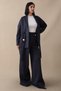 Brooch Detail Jacketed Navy Blue Double Suit - 2