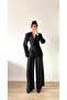 Women's Black Suit-Looking Maxi Jacket Jumpsuit