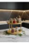 Two-Storey Round Luxury 360 °   Wooden Bamboo Presentation Tray-Organizer with Turntable