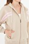 Women's Fleece Lined K Hooded Winter Tracksuit Set Beige 8520-B - 8