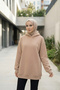 Beige Cotton Hooded 3 Thread Ş Fleece-Lined Thick Sweatshirt - 4