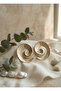 Gold Striped Spiral Earrings - 3