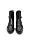 Genuine Leather Buckle Zippered Women's Ankle Boots L10 Nature Nero (Nature Black) - 3
