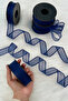 Navy Blue Chiffon Ribbon 2.5 cm 20 Meters, Bride, Groom, Bohça, Engagement, Dowry, Special Day, Gift, Wedding, Ornament - 4