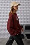 Women's Oversize Sweatshirt Traveler Bear 3D Printed Claret Red – Crew Neck, 3 Thread Rastering - 2