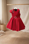 Girl's Red Evening Dress – One Shoulder Draped , Special Occasion Dress with Stone Detail
