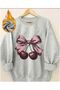 Crew Neck Sweatshirt with Ribbon Print Detail