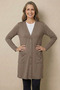 Women's Mother Mink Buttoned Pocketed V-Neck Long Tunic Thin Combed Cotton Cardigan Mother's Day - 2