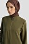 Zipper Detailed Tunic Oil Green - 4