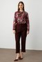 Elastic Waist Skinny Leg Fabric Trousers Burgundy