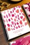 A5 Spiral Cardboard Cover Set of 4, Checkered School Notebook, 60 Sheets, Lesson Schedule, Pink Brush, - 4