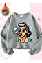 Pop Art Wow Printed Women's Plain Fleece-Lined Crew Neck Sweatshirt