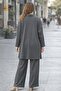 Plus Size Buttoned Knitted Double Suit Gray - 4