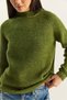 Women's Khaki Crew Neck Raglan Sleeve Knitted Patterned Soft Textured Knitwear Sweater 20251108 - 7