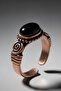 Men's Women's Copper Bracelet Ring Set Natural Black Stone Women's Handcuff Bracelet Ring - 4
