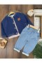 Quilted Coat Striped Badi Stretch Fabric Jeans 3-Piece Baby Boy/Child Set - 2