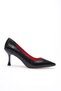 Shoper Black Crocodile Pattern Vegan Leather 8 cm Heel Pointed-Toe Stiletto Women's Shoes. - 2