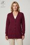 Women's Burgundy V-Neck Buttoned Mother's Knitwear Cardigan