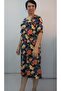Black Yellow Red Blue Floral Print Short Sleeve Combed Viscose Dress - 7