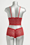 Women's Red Lace Bralette Shorts Set – Passionate and Alluring Lingerie - 4