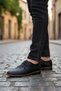 Men's Black Lace-Up Comfortable Guaranteed Orthopedic Daily Casual Shoes - 7