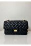 Black Large Quilted Knitted Chain Women's Hand and Shoulder Bag