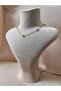 Five nazar beaded thin chain steel necklace - gold - 3