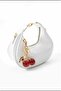 Women's Hand and Shoulder Bag White with Cherry Charm Gift - 3