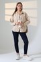 Women's Oversized Cut Gabardine Shirt Jacket Beige Dark Color Casual Chic -Bnj4887