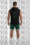 Kaos Printed Hooded Sleeveless Sports T-Shirt and Piped Sports Shorts Set Gym & Fitness Combo