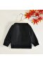 Boy's Black Leather Coat with Plush Collar - 2