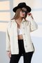 Women's Oversized Cut Gabardine Shirt Jacket Beige Light Color Casual Elegance -Bnj4885 - 4
