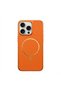Apple iPhone 15 Pro Compatible Case Vio Silicone Case with M-Safe Feature Orange