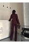 Blazer Jacket Wide Leg Pants Set Gold Button Detail - 5