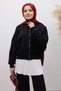 Zippered Fleece-Lined Tracksuit Set Tsd250258 Black - 2