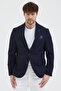 Regelo Men's Navy Blue Polyviscon Fabric Slim Fit Self-Wiping Mono Collar Sports Blazer Jacket