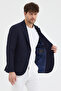 Regelo Men's Navy Blue Polyviscon Fabric Slim Fit Self-Wiping Mono Collar Sports Blazer Jacket - 5