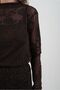 Coffee Floral Patterned Sparkling Tulle Blouse - 3