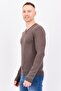 Men V Neck Knitted Long Sleeve Sweater, Dark Brown - 2